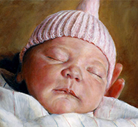Babyportretten geschilderd van foto