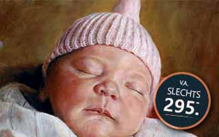 Baby portret geschilderd van foto stijl Levensecht